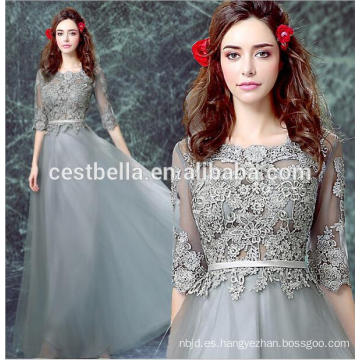 Grey Lace Vestido de Fiesta de Noche de Fiesta Floral